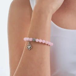 Armband - Rosenquarz / Kleeblatt